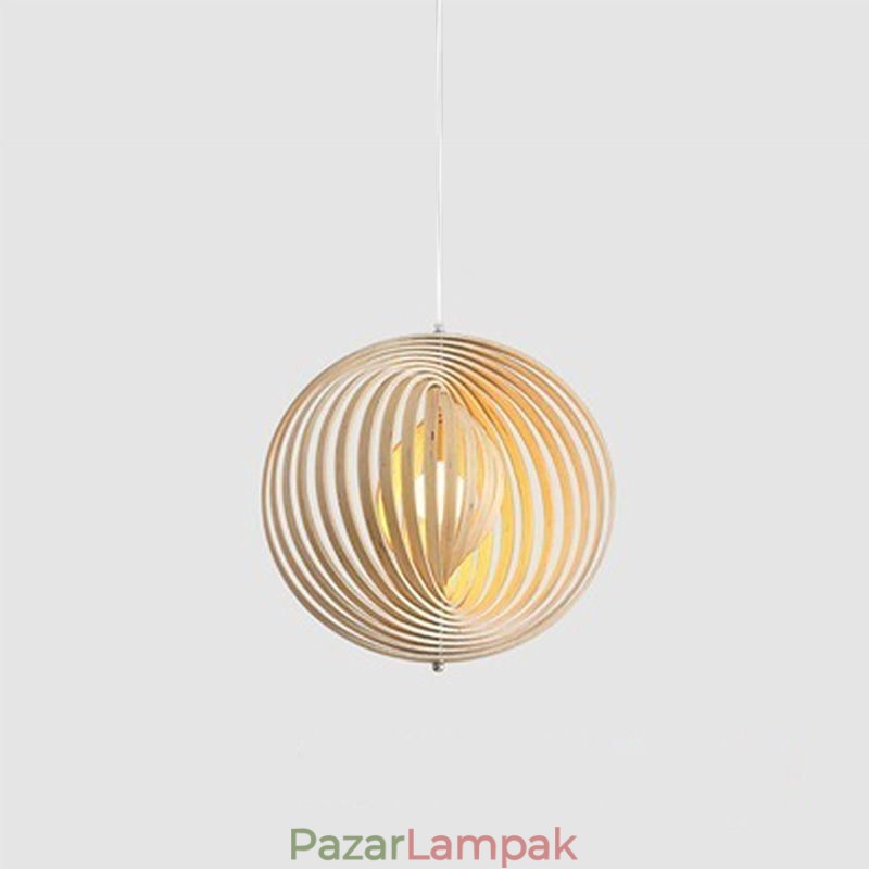 Modern, kerek gömbcsillár, basszusfa függőlámpa