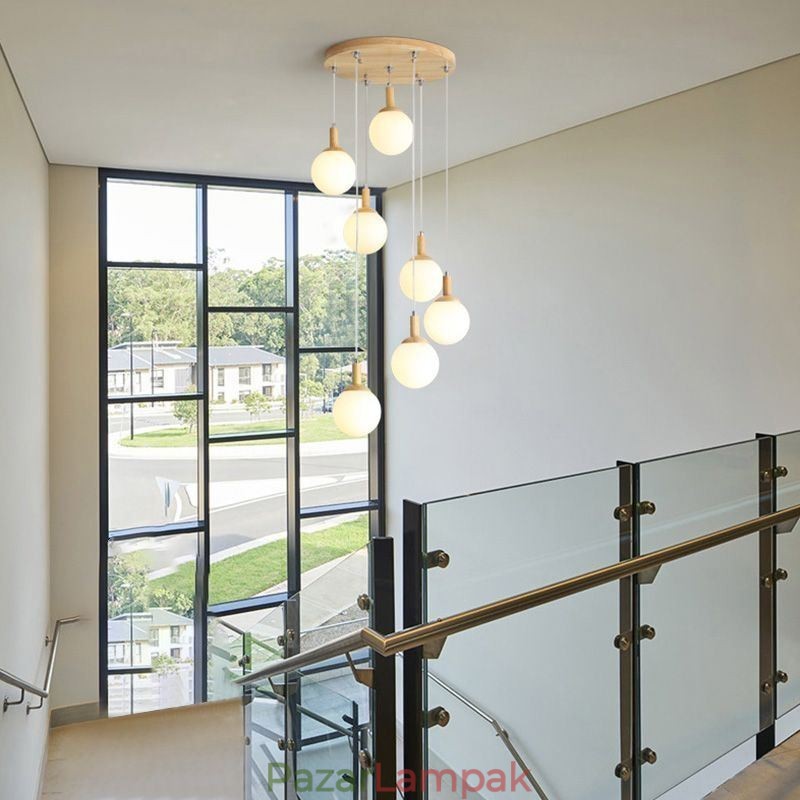 Japán fából készült függőlámpa Nordic Glass függőlámpa