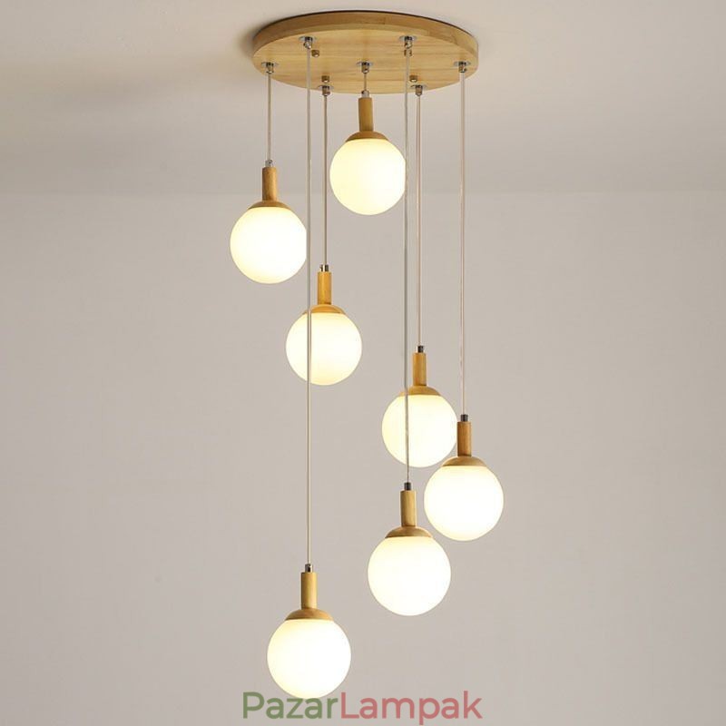 Japán fából készült függőlámpa Nordic Glass függőlámpa