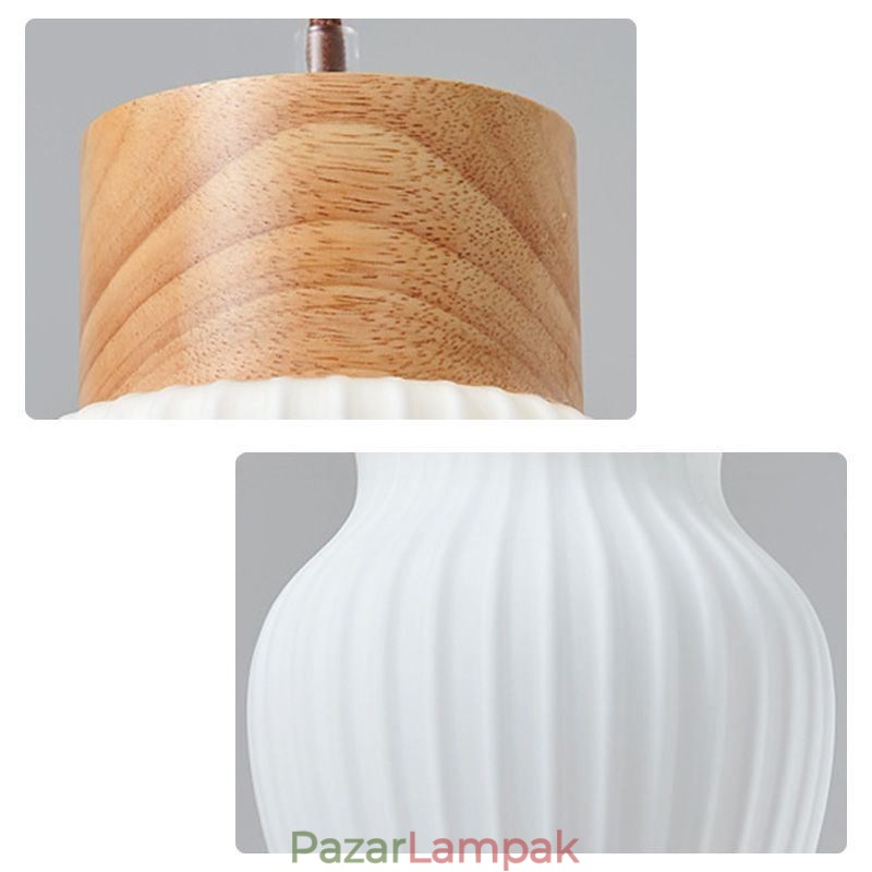 Japán fa függesztőlámpa, üveg vízforraló függőlámpa