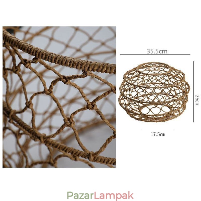 Modern pasztorális függőlámpa Kreatív rattan függőlámpa összecsukható lámpaernyővel