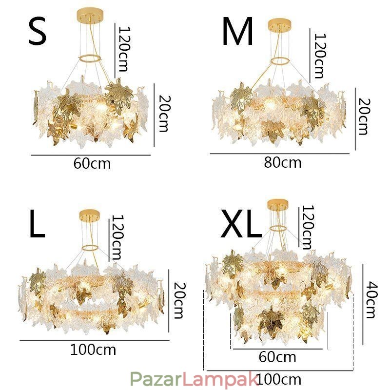 Maple Leaf Pendant Light Európai lakberendezési üvegcsillár
