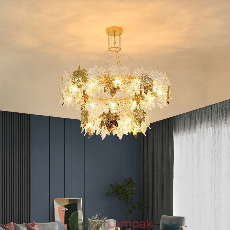 Maple Leaf Pendant Light Európai lakberendezési üvegcsillár