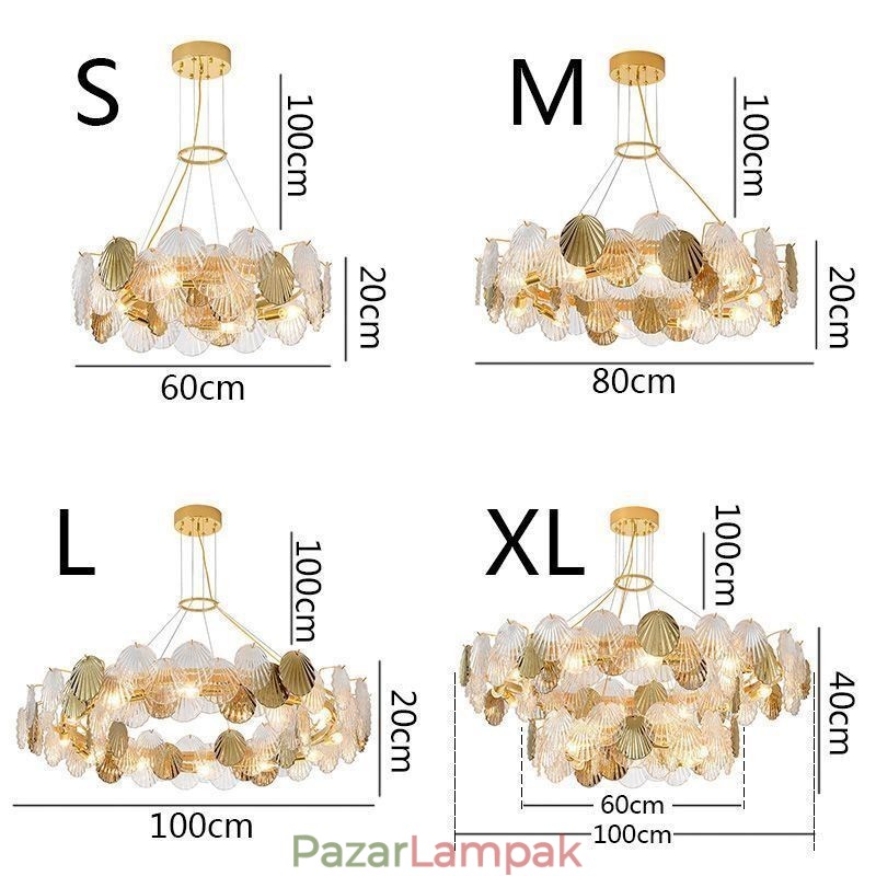 Modern Shell üvegcsillár lámpák étkező