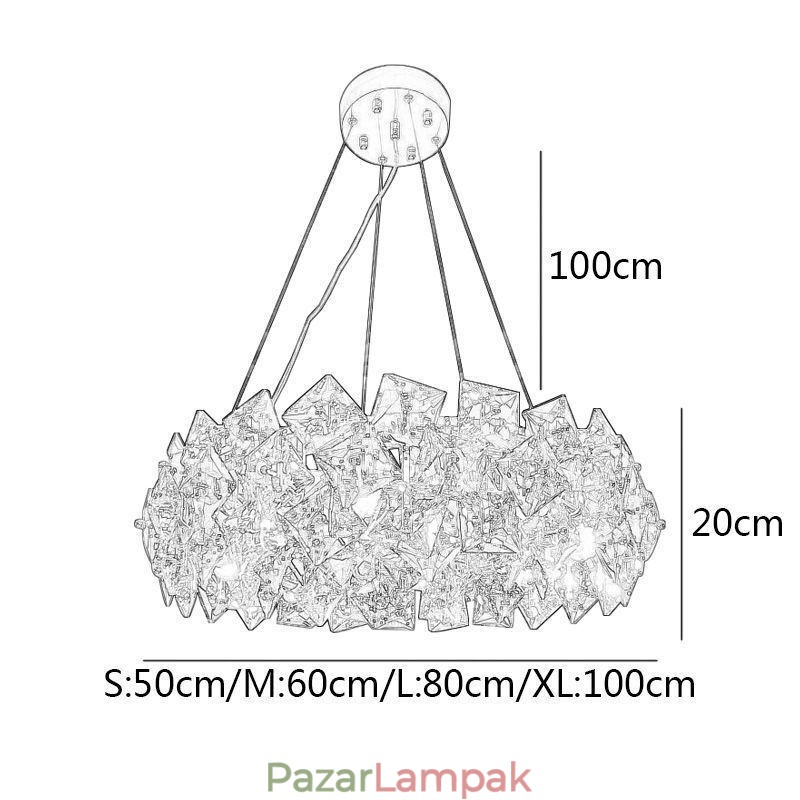 Világos luxus üvegcsillár Modern, minimalista függőlámpa nappali