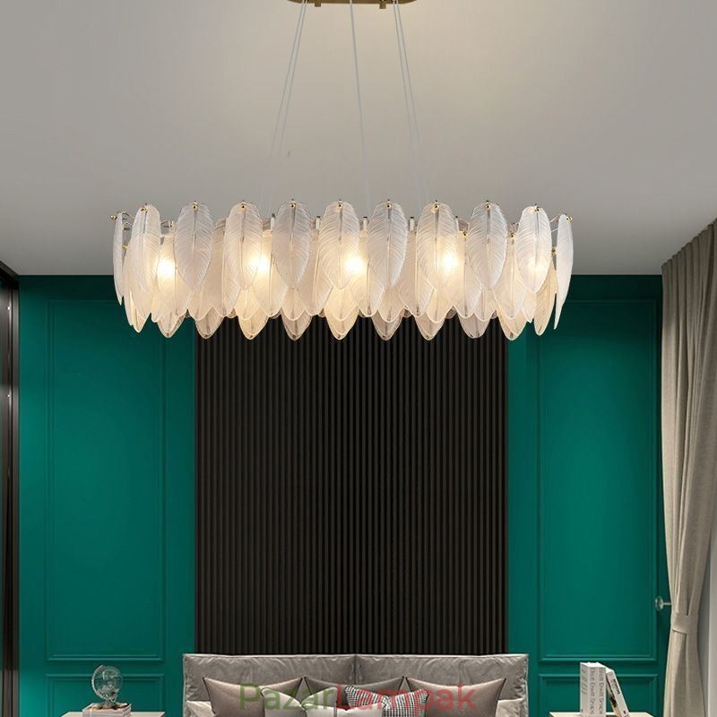 Művészi üvegcsillár toll, kerek függő világítás