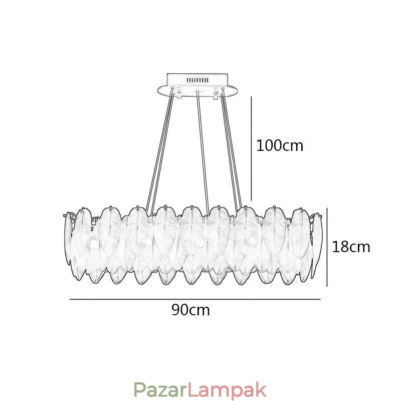 Művészi üvegcsillár toll, kerek függő világítás