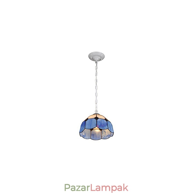 Chandelier Mini Style Country Garage fehér + kék Üveg lámpák