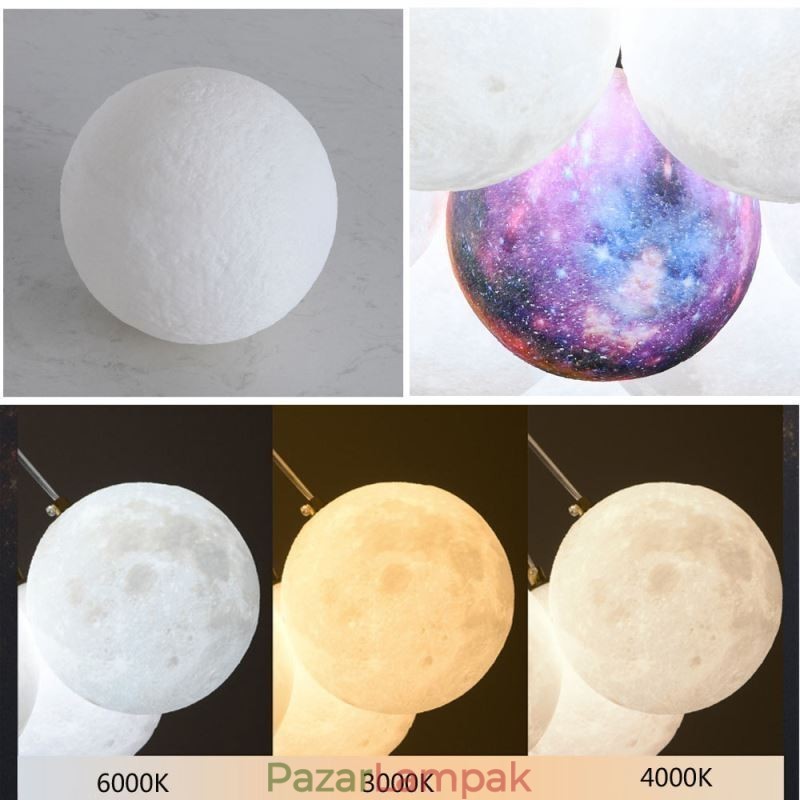 Moon Bubble csillár Modern 3D Print Balls függőlámpa