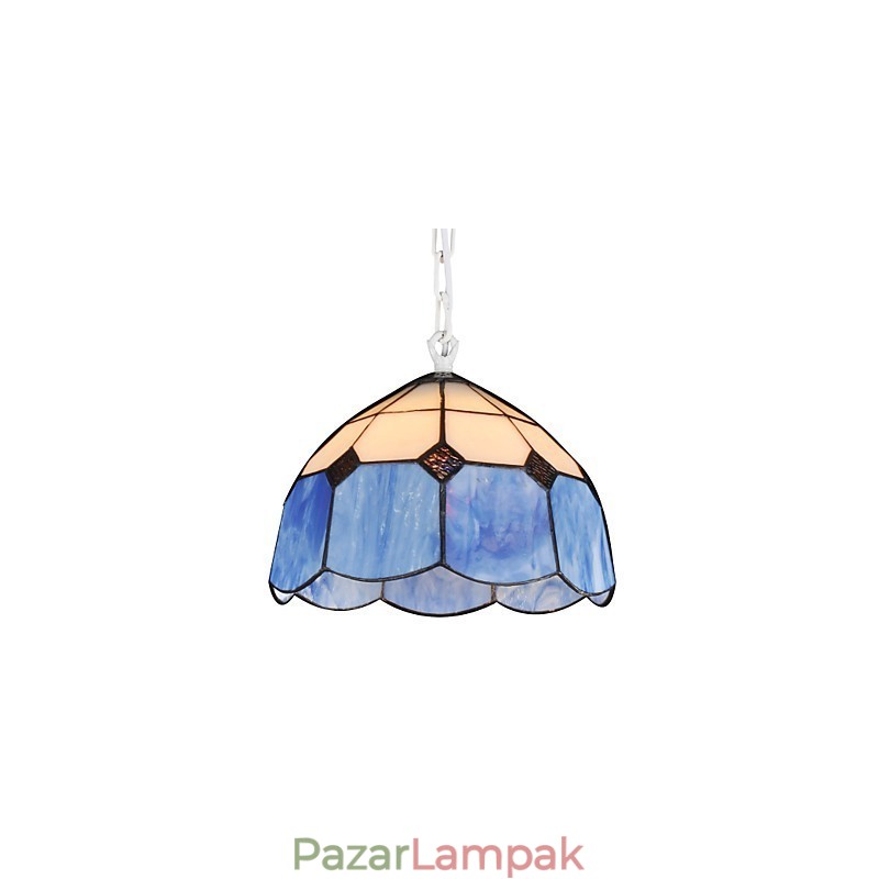 Chandelier Mini Style Country Garage fehér + kék Üveg lámpák