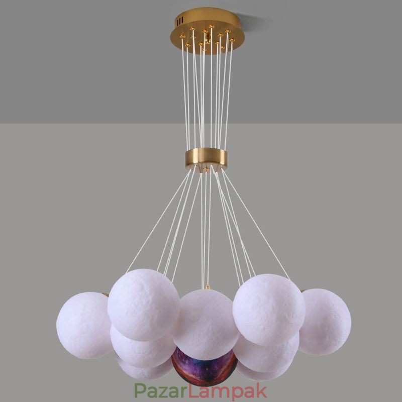Moon Bubble csillár Modern 3D Print Balls függőlámpa