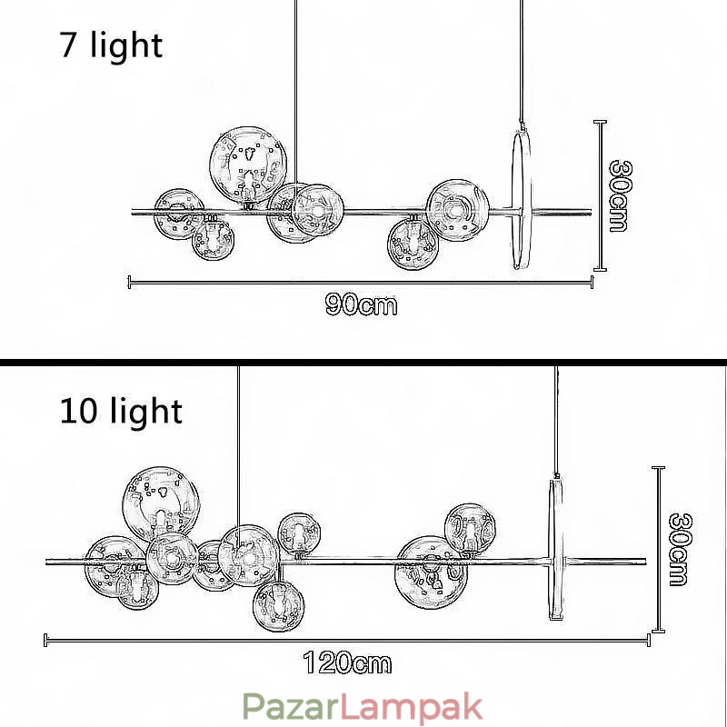 Modern üvegbuborék függőlámpa G9 izzós csillár