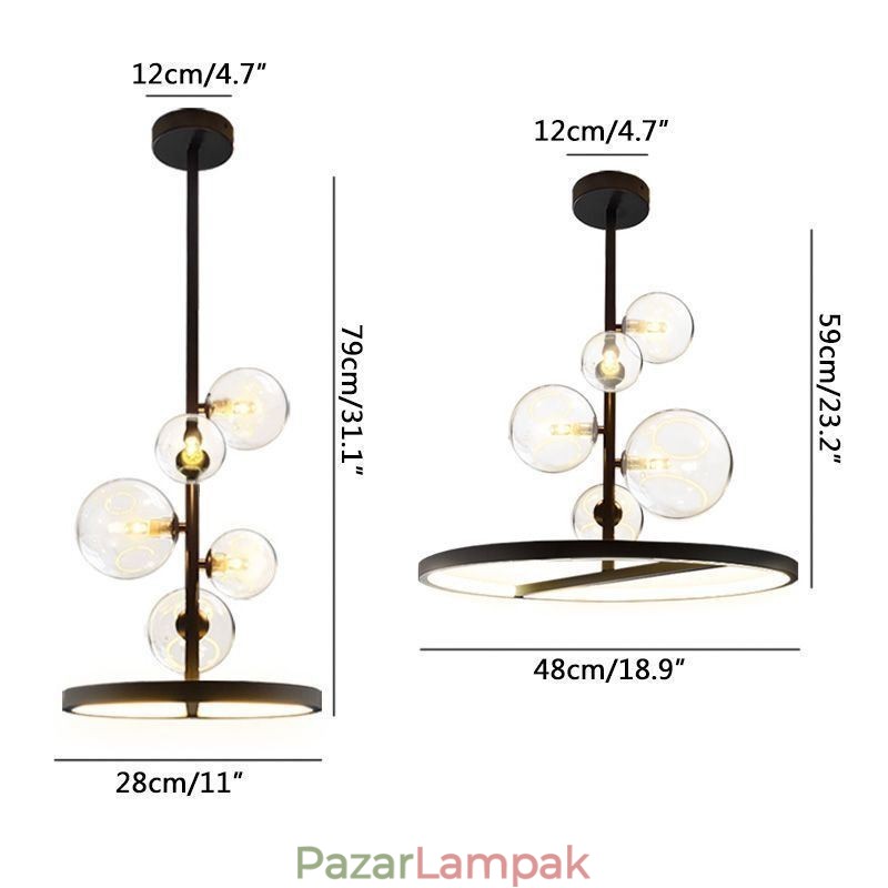 Modern függő lámpatest csillár üveg buborék függőlámpa