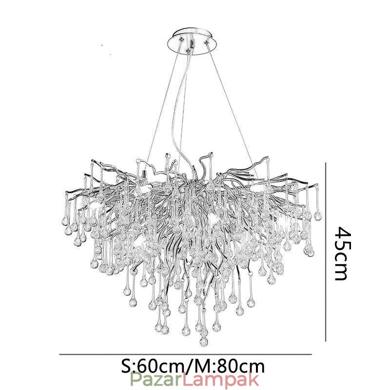 Nordic Crystal csillár virág, kerek árnyalatú luxus arany függőlámpa