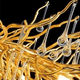 Nordic Crystal csillár virág, kerek árnyalatú luxus arany függőlámpa