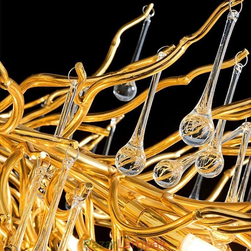 Nordic Crystal csillár virág, kerek árnyalatú luxus arany függőlámpa