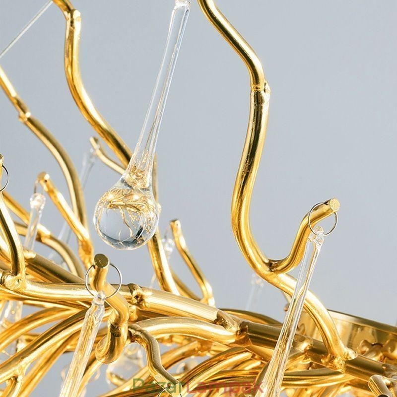 Nordic Crystal csillár virág, kerek árnyalatú luxus arany függőlámpa