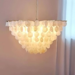 Natural Shell csillár kerek réteges függő könnyű étkező