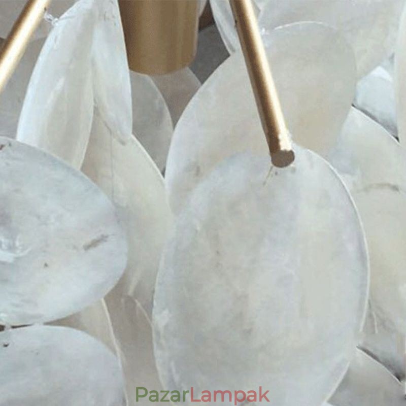 Natural Shell csillár kerek réteges függő könnyű étkező