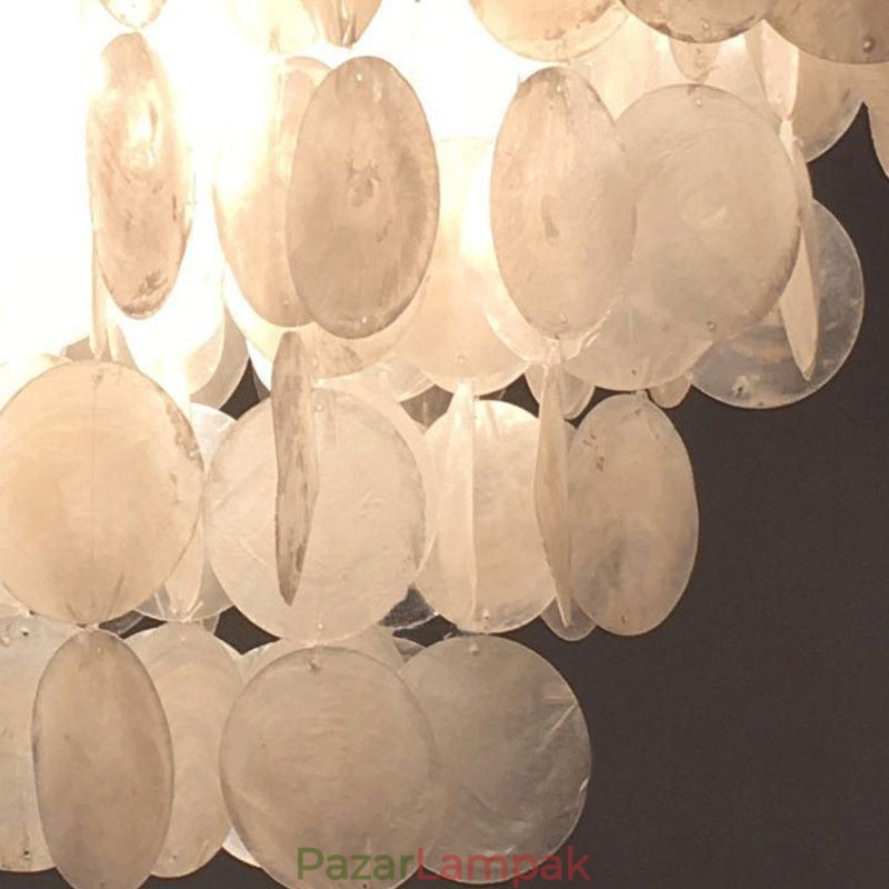 Natural Shell csillár kerek réteges függő könnyű étkező