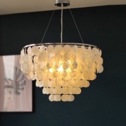 Capiz Shell Pendant Light Természetes függő, kerek réteges csillár