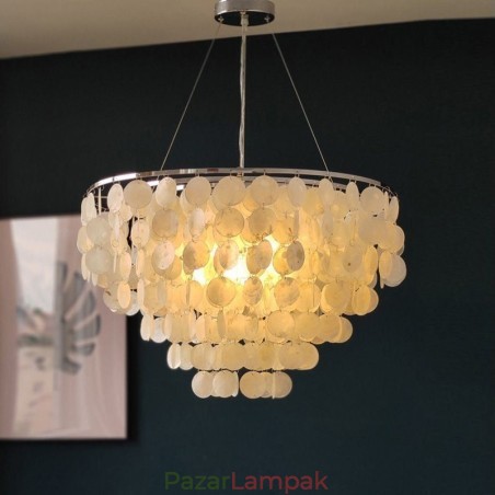 Capiz Shell Pendant Light Természetes függő, kerek réteges csillár Capiz Shell Pendant Light Természetes függő, kerek réteges csillár