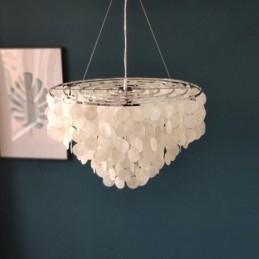 Capiz Shell Pendant Light Természetes függő, kerek réteges csillár