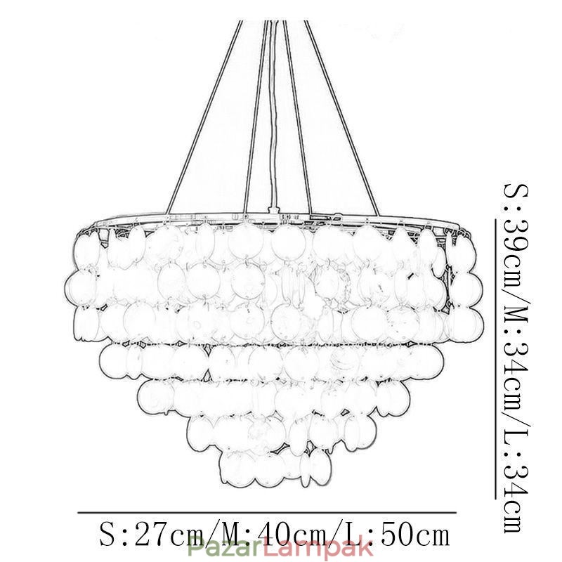Capiz Shell Pendant Light Természetes függő, kerek réteges csillár