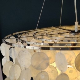 Capiz Shell Pendant Light Természetes függő, kerek réteges csillár