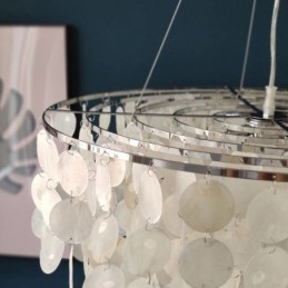 Capiz Shell Pendant Light Természetes függő, kerek réteges csillár