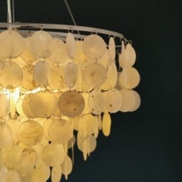 Capiz Shell Pendant Light Természetes függő, kerek réteges csillár