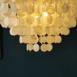 Capiz Shell Pendant Light Természetes függő, kerek réteges csillár
