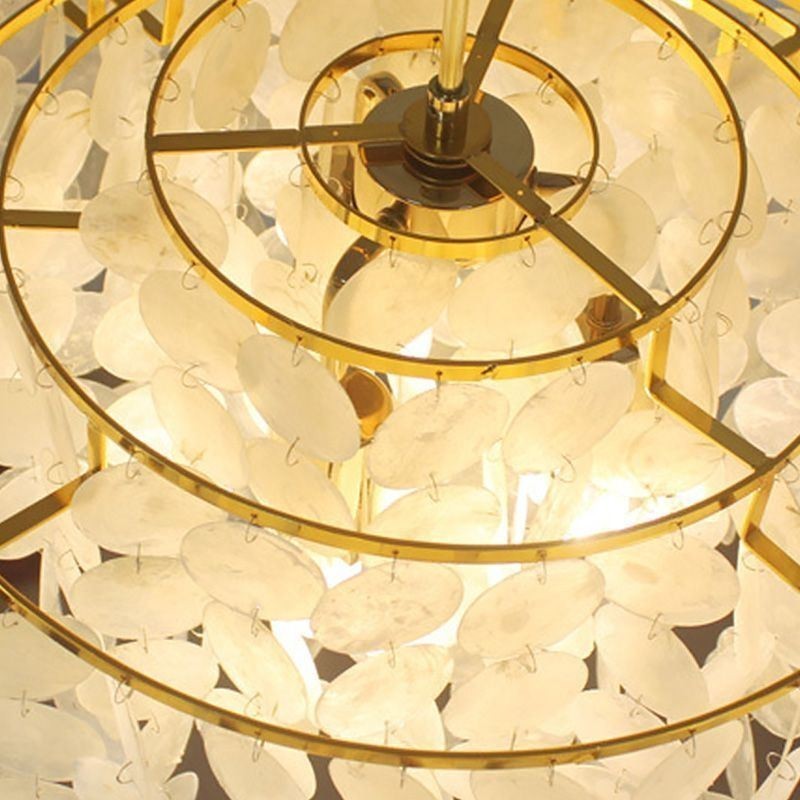 Modern esőcsepp csillár fehér shell árnyalatú mennyezeti függő világítás