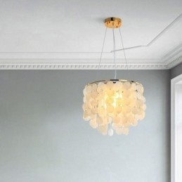 Modern fehér kagyló mennyezeti lámpatest függesztékes csillár