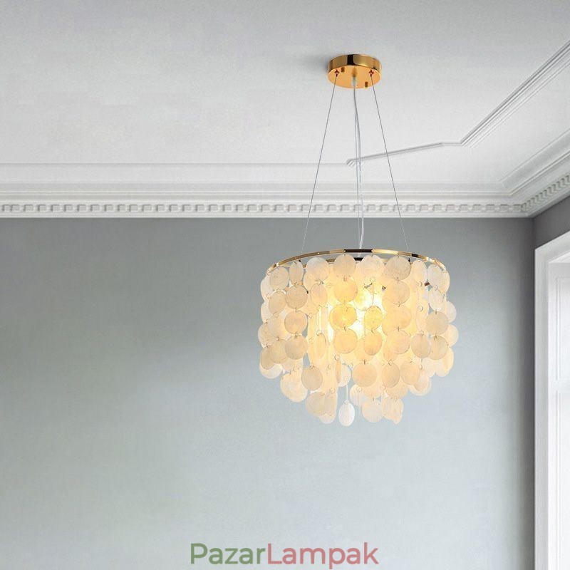 Modern fehér kagyló mennyezeti lámpatest függesztékes csillár