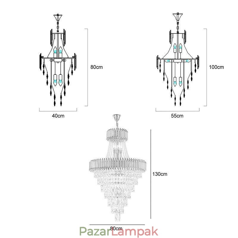 Modern kristály függőlámpa kúpos mennyezeti lámpa