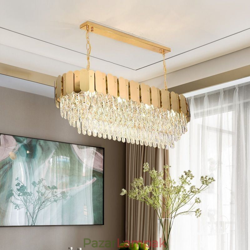 Crystal Pendant Light Luxus ovális mennyezeti lámpa