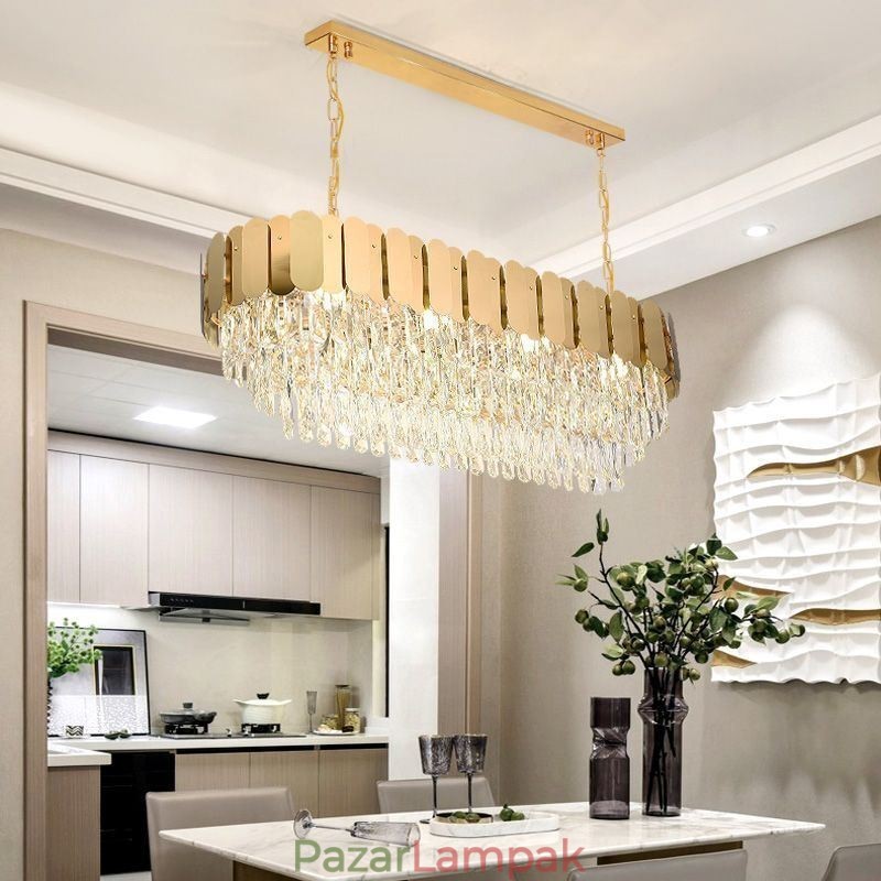 Crystal Pendant Light Luxus ovális mennyezeti lámpa