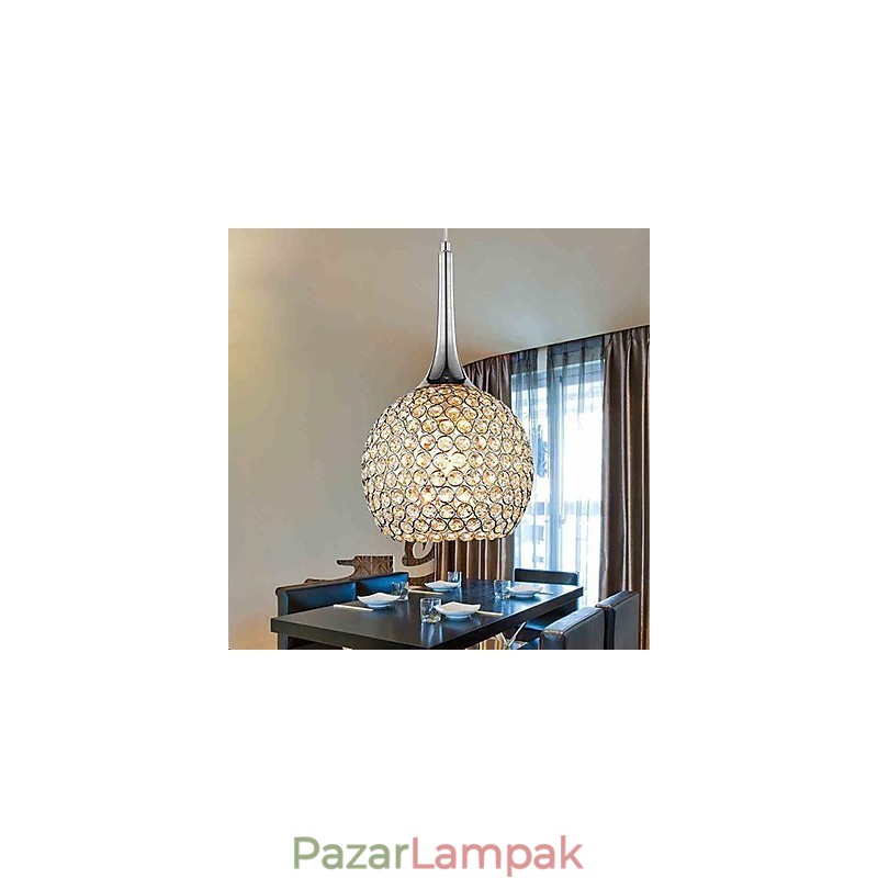 Modern modern kristály króm fém csillár