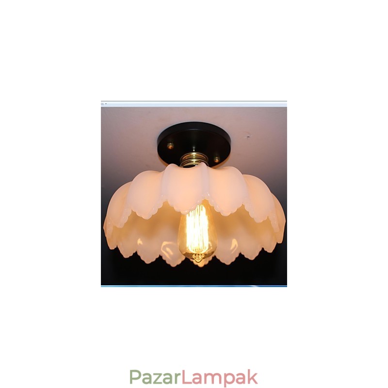 Jáde üveg utánzat Retro 1 fejű Lotus mennyezeti lámpa