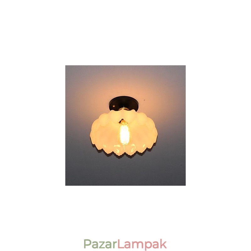 Jáde üveg utánzat Retro 1 fejű Lotus mennyezeti lámpa