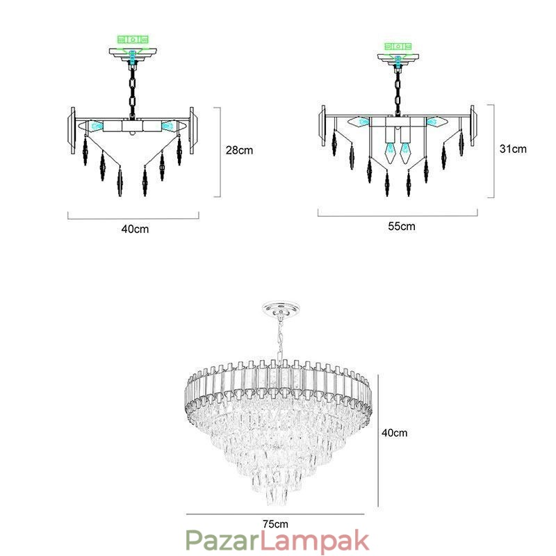 Luxus kristály függőlámpa kerek mennyezeti világítás