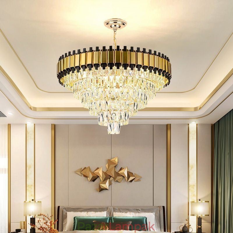 Luxus kristály függőlámpa kerek mennyezeti világítás