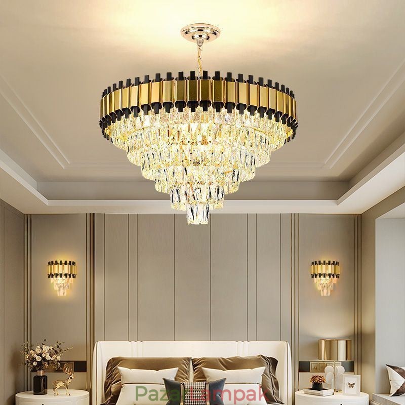 Luxus kristály függőlámpa kerek mennyezeti világítás