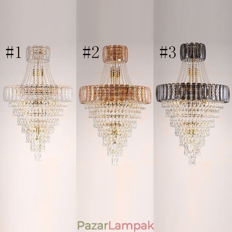 Modern, elegáns kristály függőlámpa kúpos mennyezeti lámpa