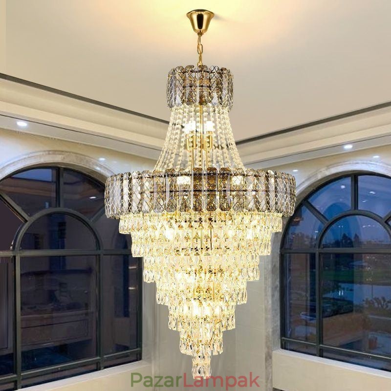 Modern, elegáns kristály függőlámpa kúpos mennyezeti lámpa