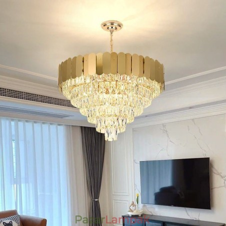Modern, elegáns, kristályfüggő, kúpos mennyezeti lámpa Modern, elegáns, kristályfüggő, kúpos mennyezeti lámpa