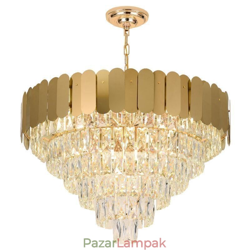 Modern, elegáns, kristályfüggő, kúpos mennyezeti lámpa