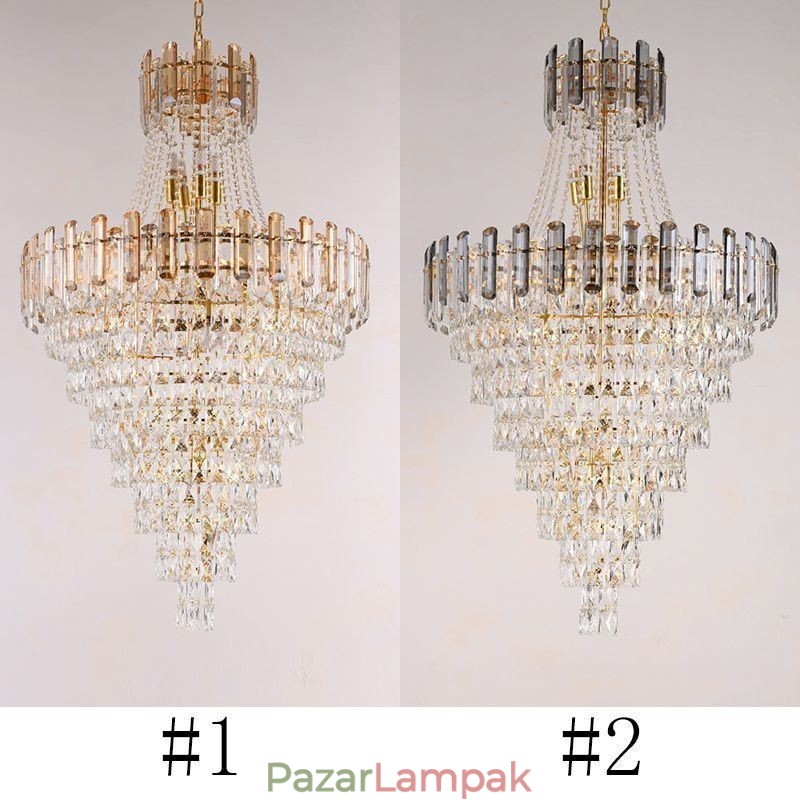 Modern, elegáns kristályfüggő lámpa, kúpos függőlámpa