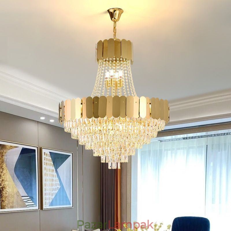 Modern Crystal Gold K9 függő mennyezeti lámpa